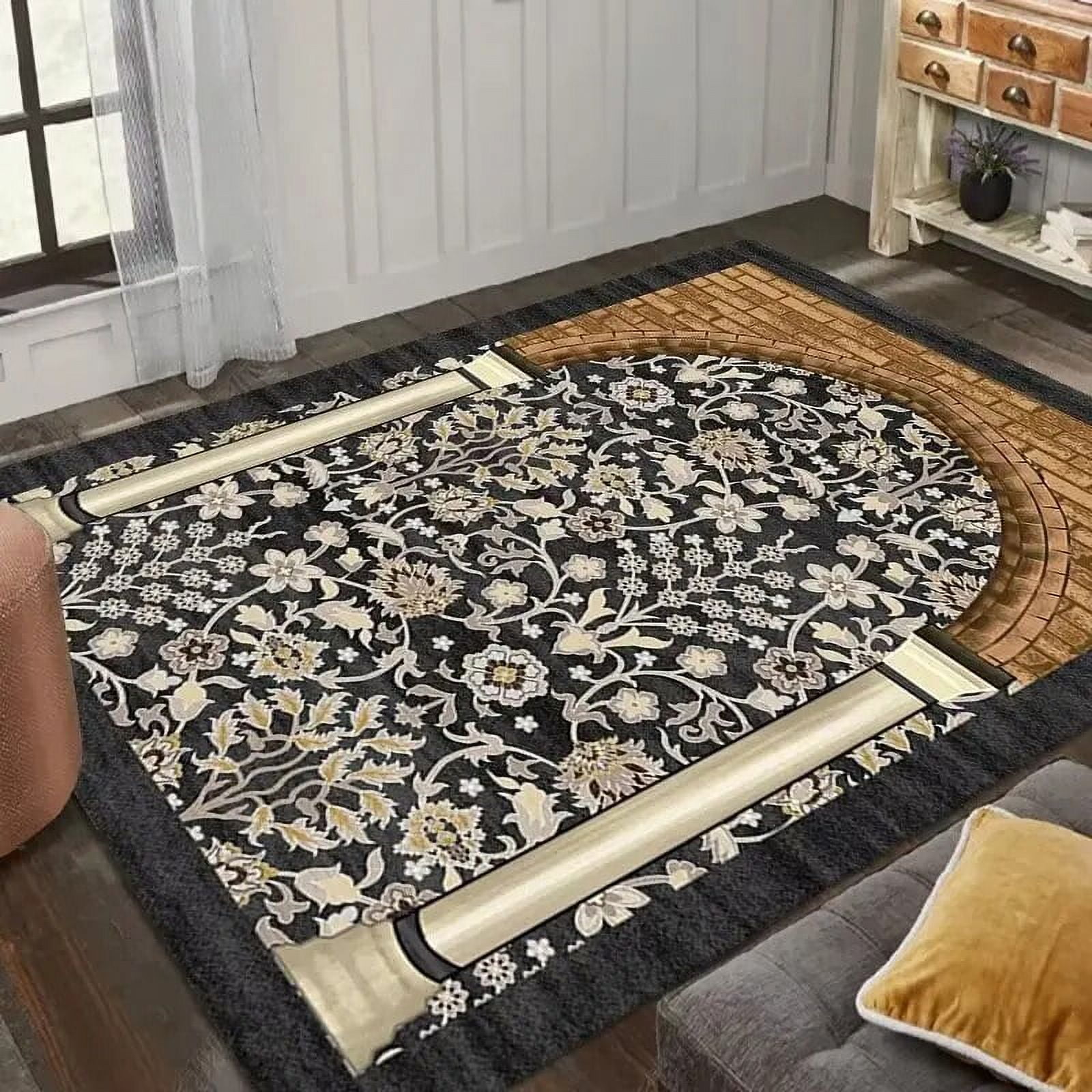 Large Rug Black Gold Carpet FOR LIVE ROOM Large Size Luxury Area Rugs