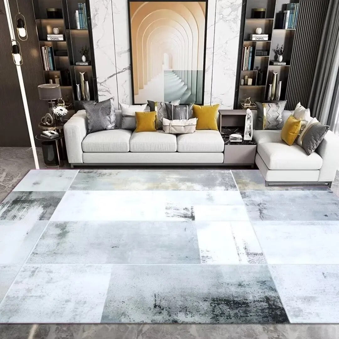 Large Rug Blue Abstract Living Room Decoraiton Carpet Large Room Rugs