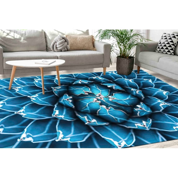 Large Rug, Blue Rug, Gift For The Home Rug, Custom Rug, Cactus Rug, Cactus Rug Abstract Natural Pattern Rugs, Floral Rugs, Corridor Rugs, 5.9'x9.2' - 180x280 cm