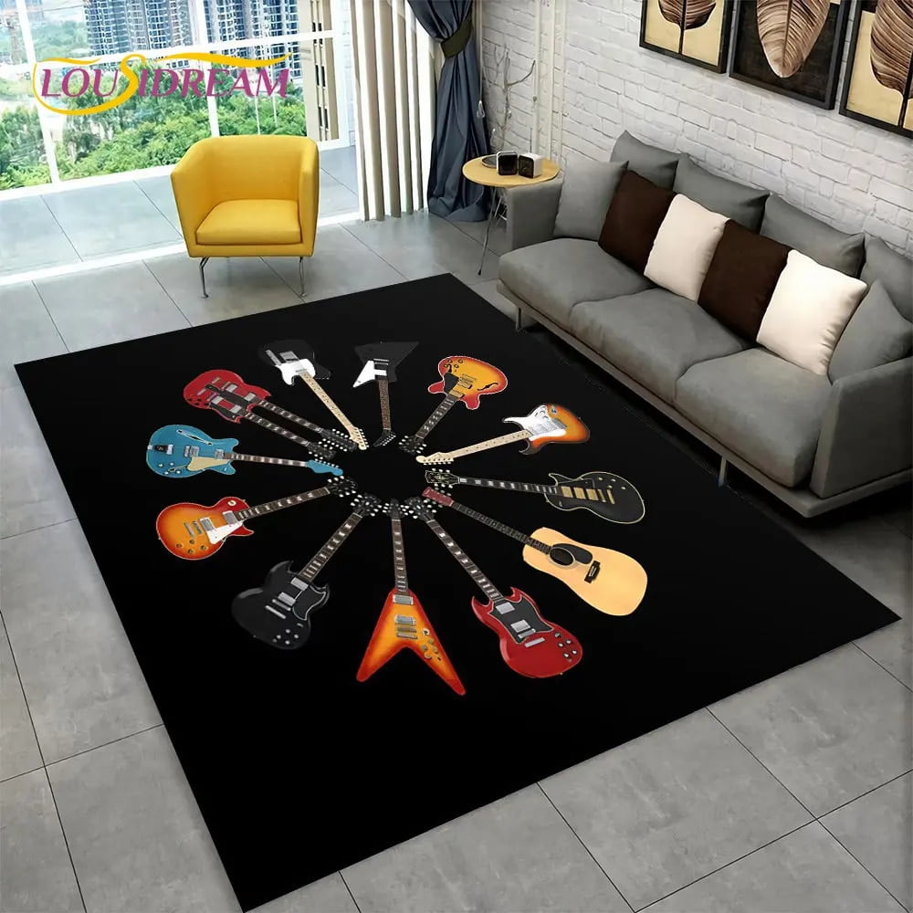 Large Rug Classical Guitar Electric Guitar Bass Area Rug Carpet Rug for ...