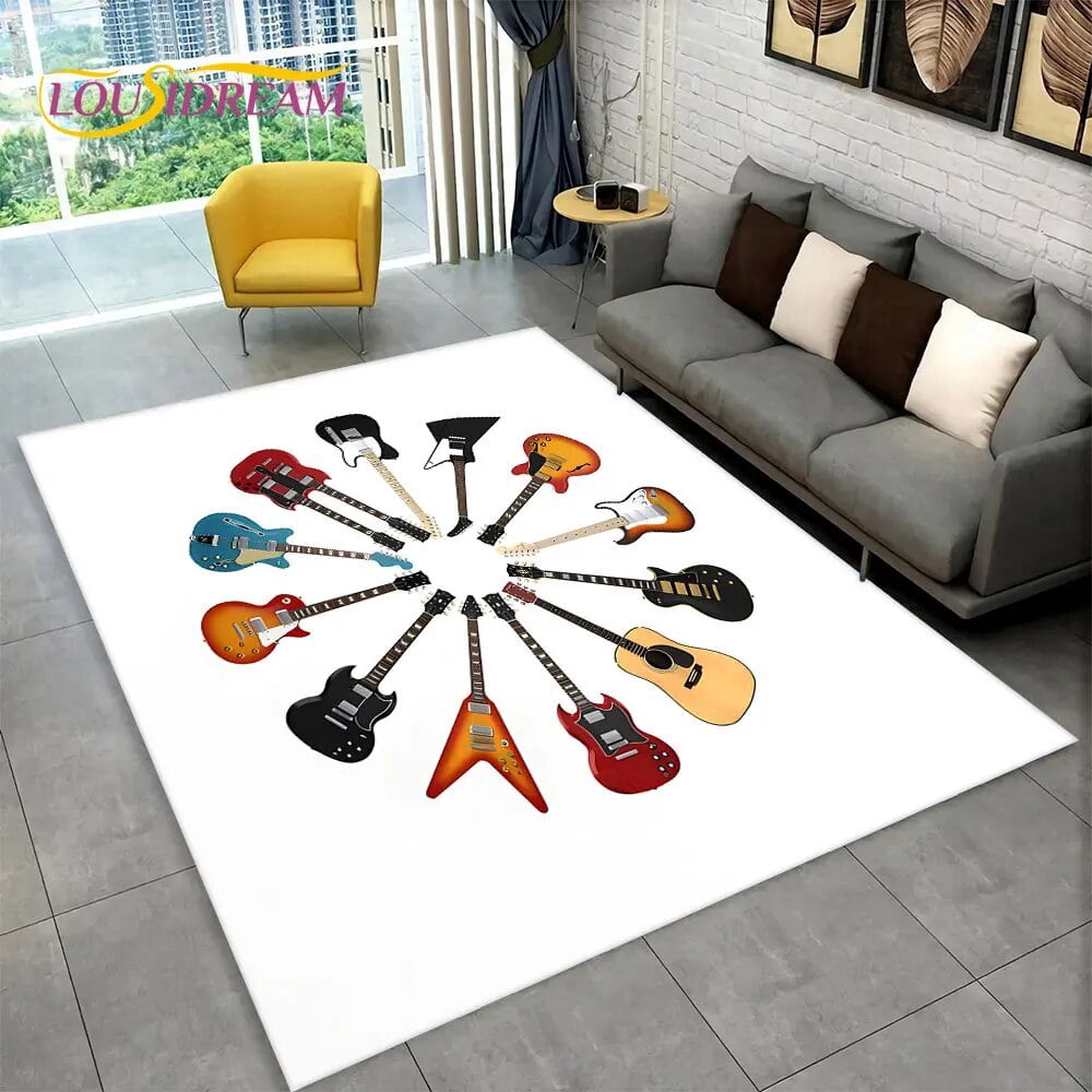 Large Rug Classical Guitar Electric Guitar Bass Area Rug Carpet Rug for ...