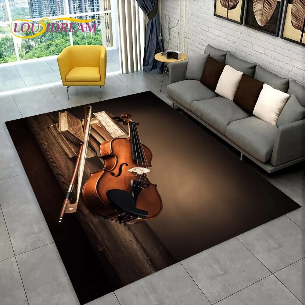 Musical Instrument Rug Large Rug Classical Violin Instrument Music Area Rug Carpet for Home ...