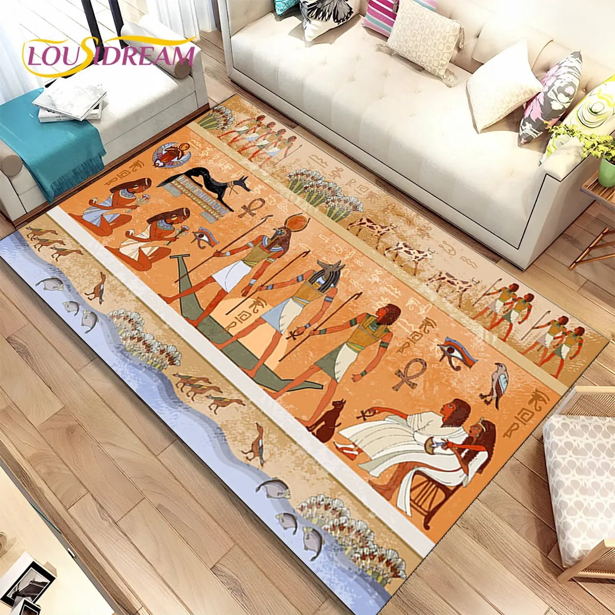 Large Rug Egyptian Mythology Pharaoh Hieroglyphics Area Rug Carpet for ...
