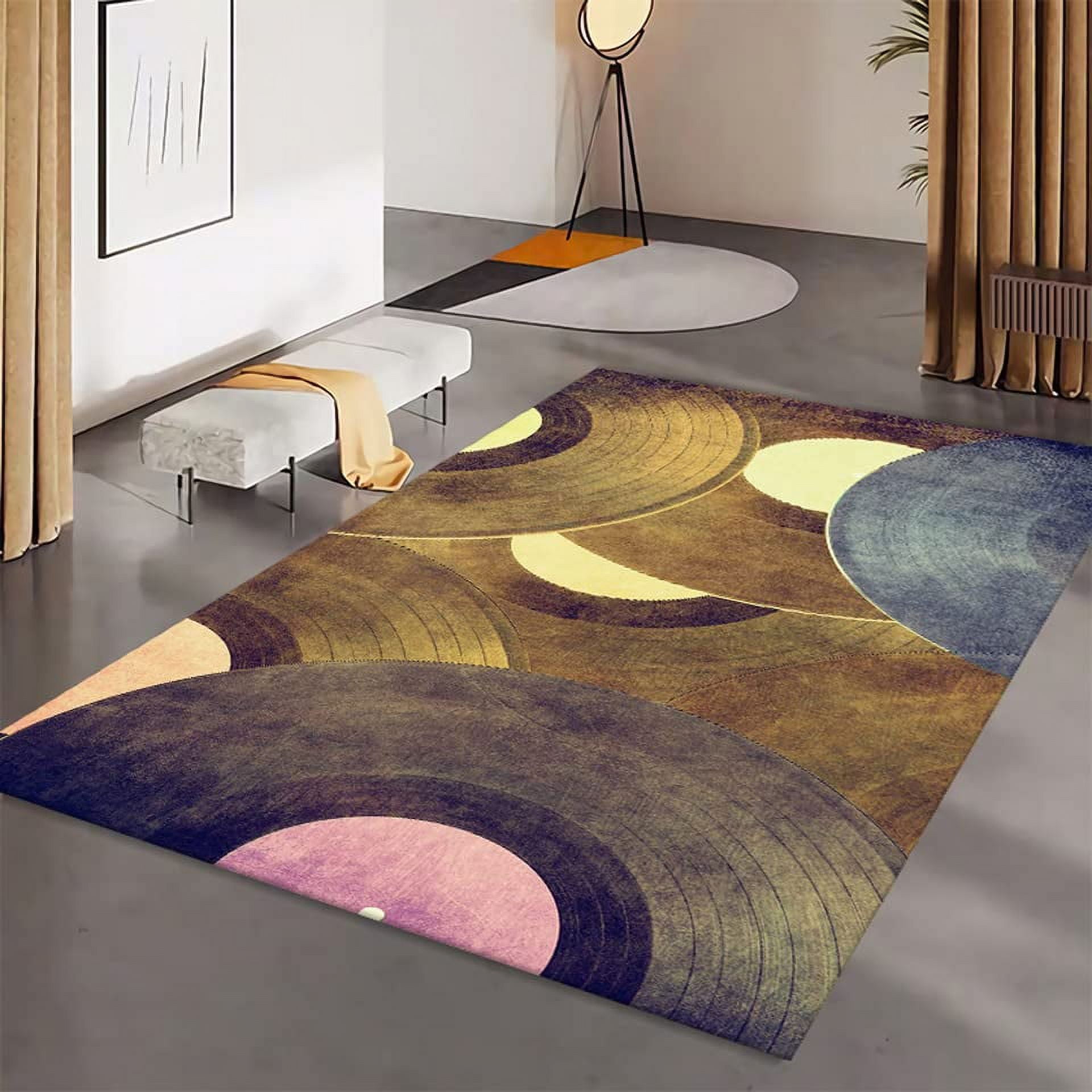 Large Rug Fashion Simple Blue Green Geometric Line Area Rugs Nordic