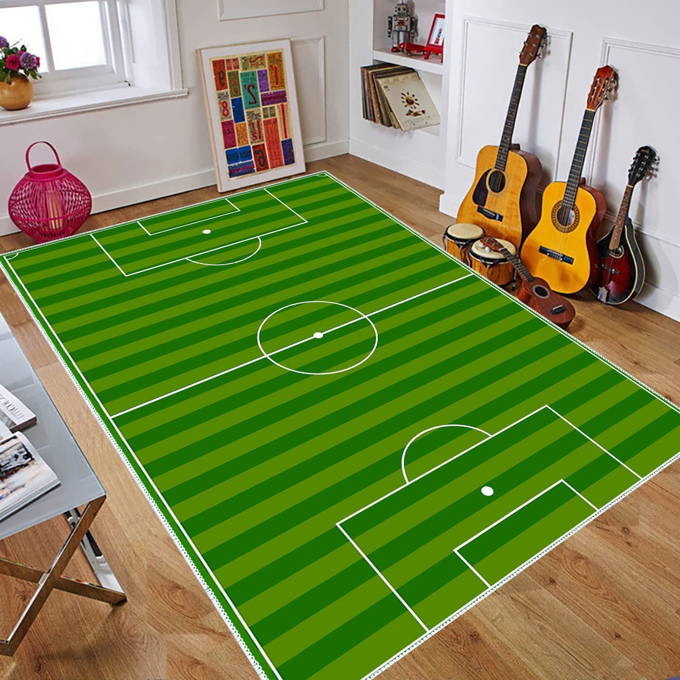 Large Rug Green Soccer Field Carpet for Game Large Area Rug Luxury Home ...