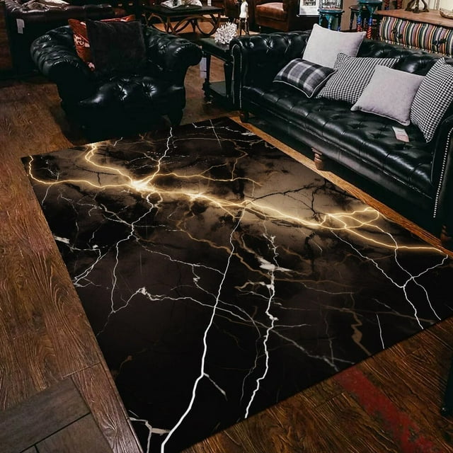 Large Rug Luxury Black Carpet s for Living Room Decoration Home Soft
