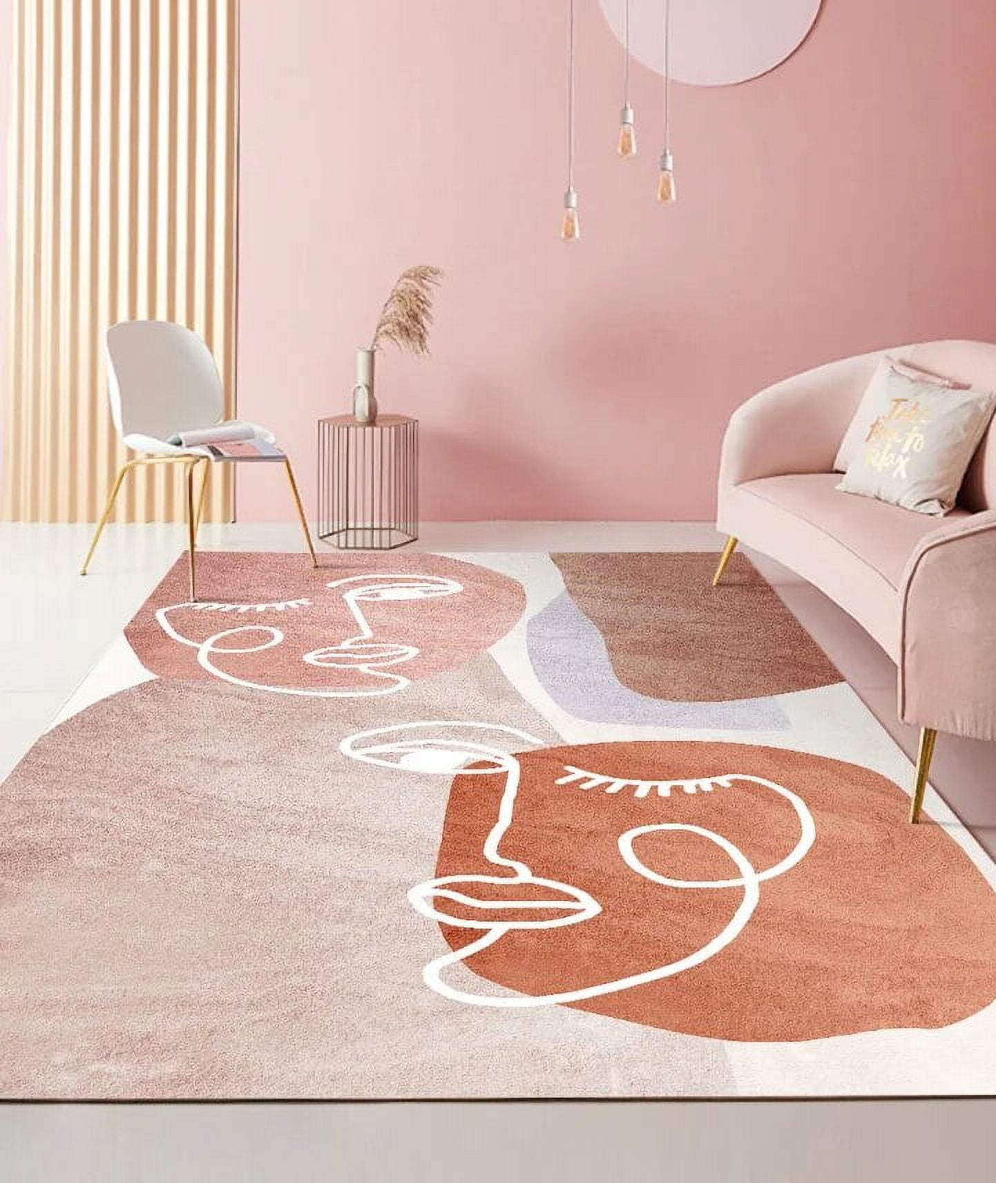 Large Rug Modern Nordic Carpet Living Room 3D Print Pink Colorful