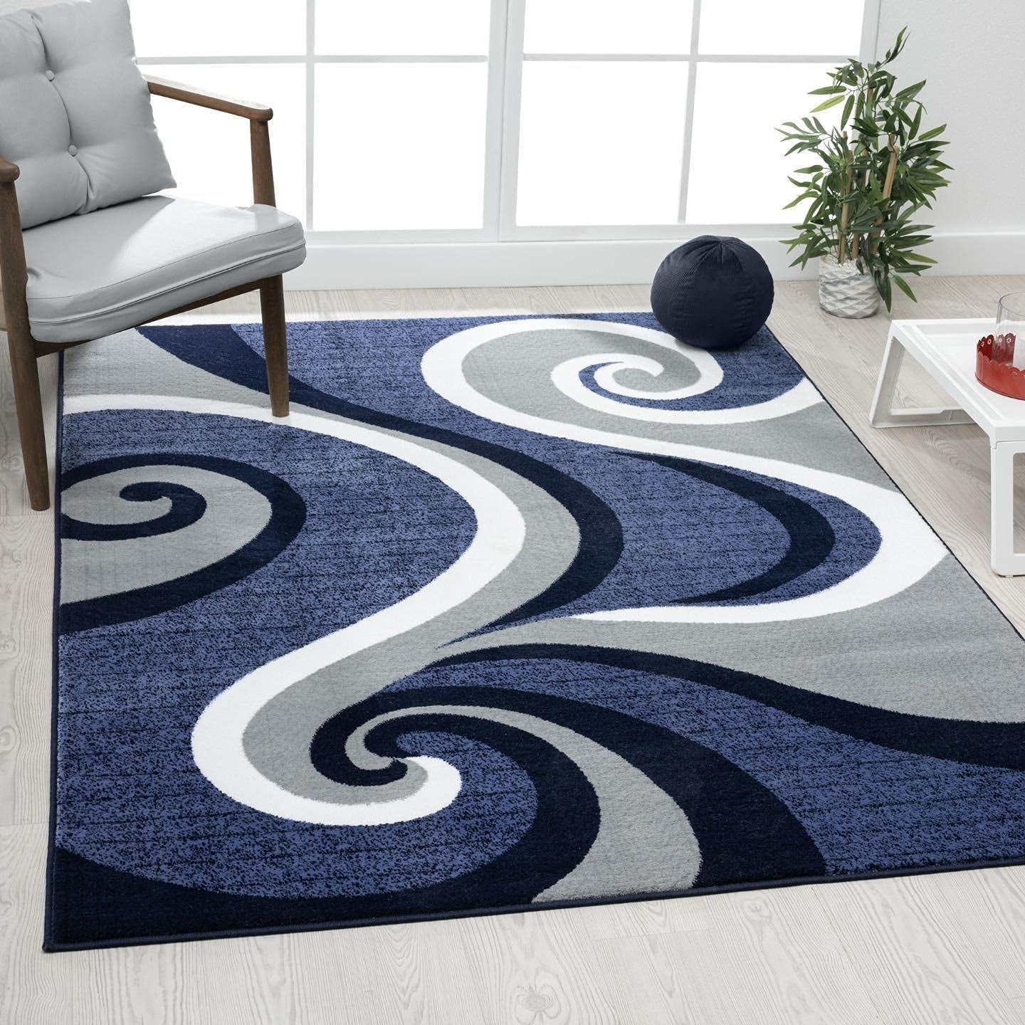 Large Rug Modern Swirl Design Carpet for Living Room Luxury Home Decor