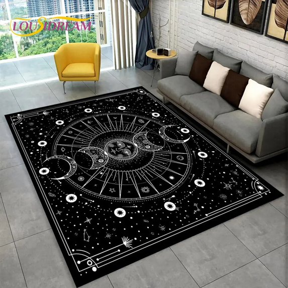 Large Rug Ouija Tarot Witchcraft Gothic Area Rug Carpet Rug for Living Room Bedroom Sofa Carpet Decoration Kids Play Non-slip Floor Mat