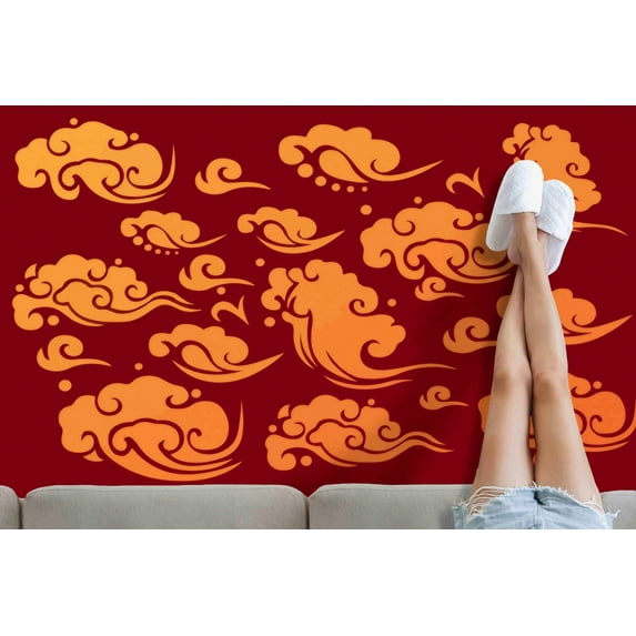 Large Rugs, Anime Cloud Rug, Orange Rugs, Gift For Her Rug, Anime Rugs, Modern Rugs, Decorative Rug, Thin Rug, Soft Rugs, Home Decor, 2.6'x6.5' - 80x200 cm