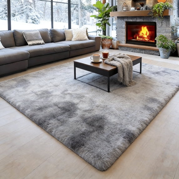 Area Rugs for Living Room Bedroom, 6'x9' Soft Fluffy Shag Indoor Floor Carpet for Living Room Bedroom Dining Room Office Home Decor, Dark Gray