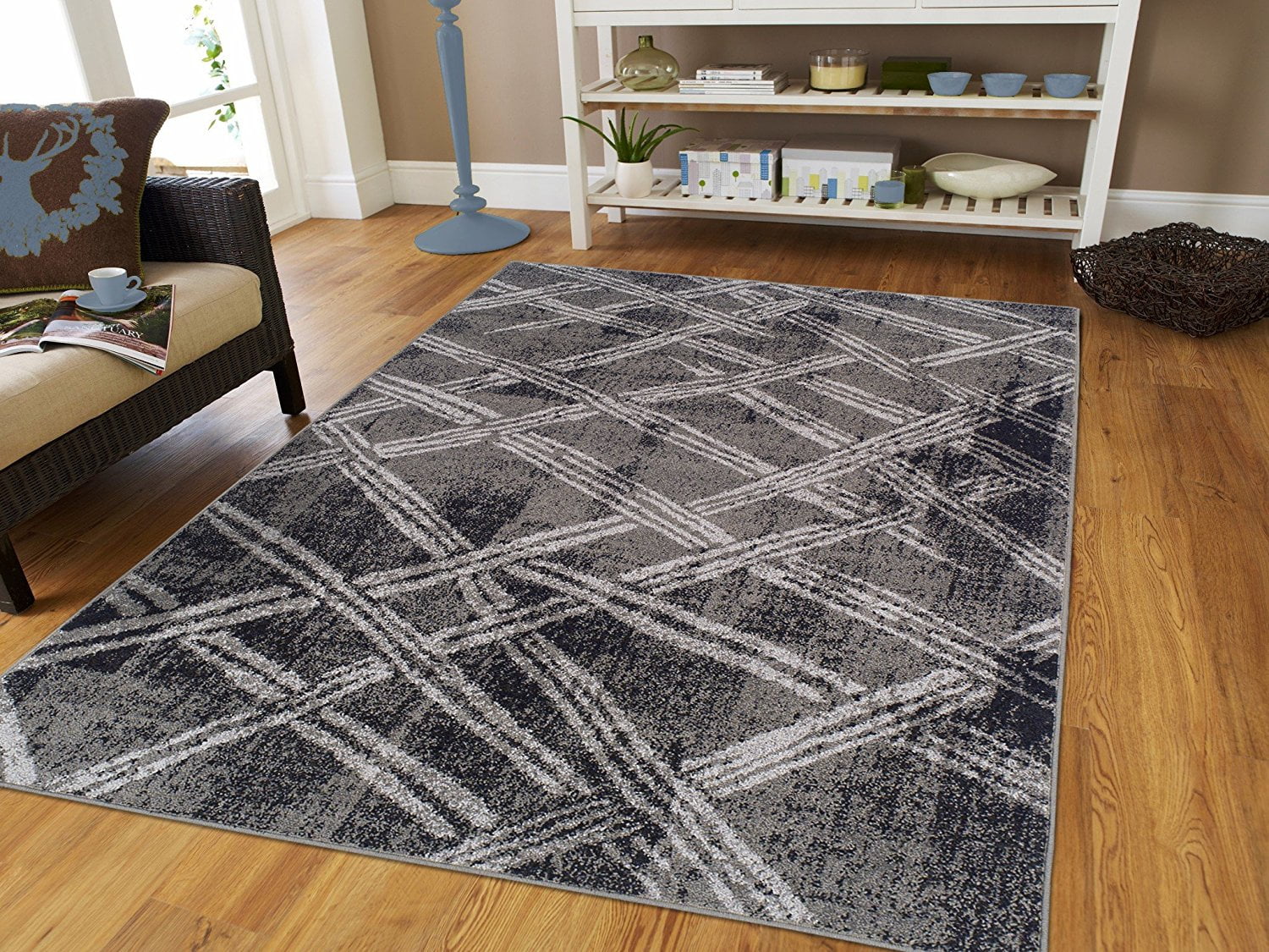 New Fashion Rugs Contemporary Hand Carved Gray Area Rug 8 x 10 3 Count