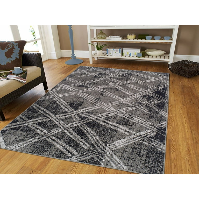 New Fashion Rugs Contemporary Hand-Carved Gray Area Rug, 8' x 10