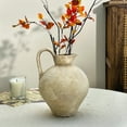 thumbnail image 1 of Large Rustic Ceramic Vase,Yellow 8.8 Inch Vintage Terracotta Vase with Handle for Dining Room and Living Room, 1 of 9