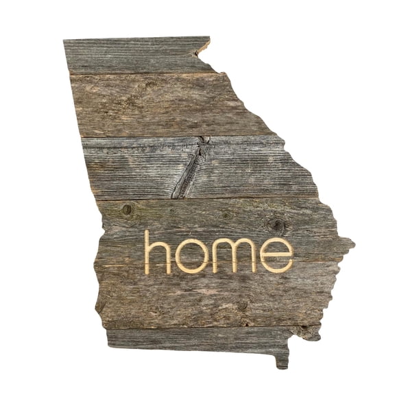 BARNWOODUSA Georgia Rustic Farmhouse Wood State Sign Wall Home Décor GA Themed Gift for Newlyweds, Natural Weathered Gray Reclaimed and Recycled