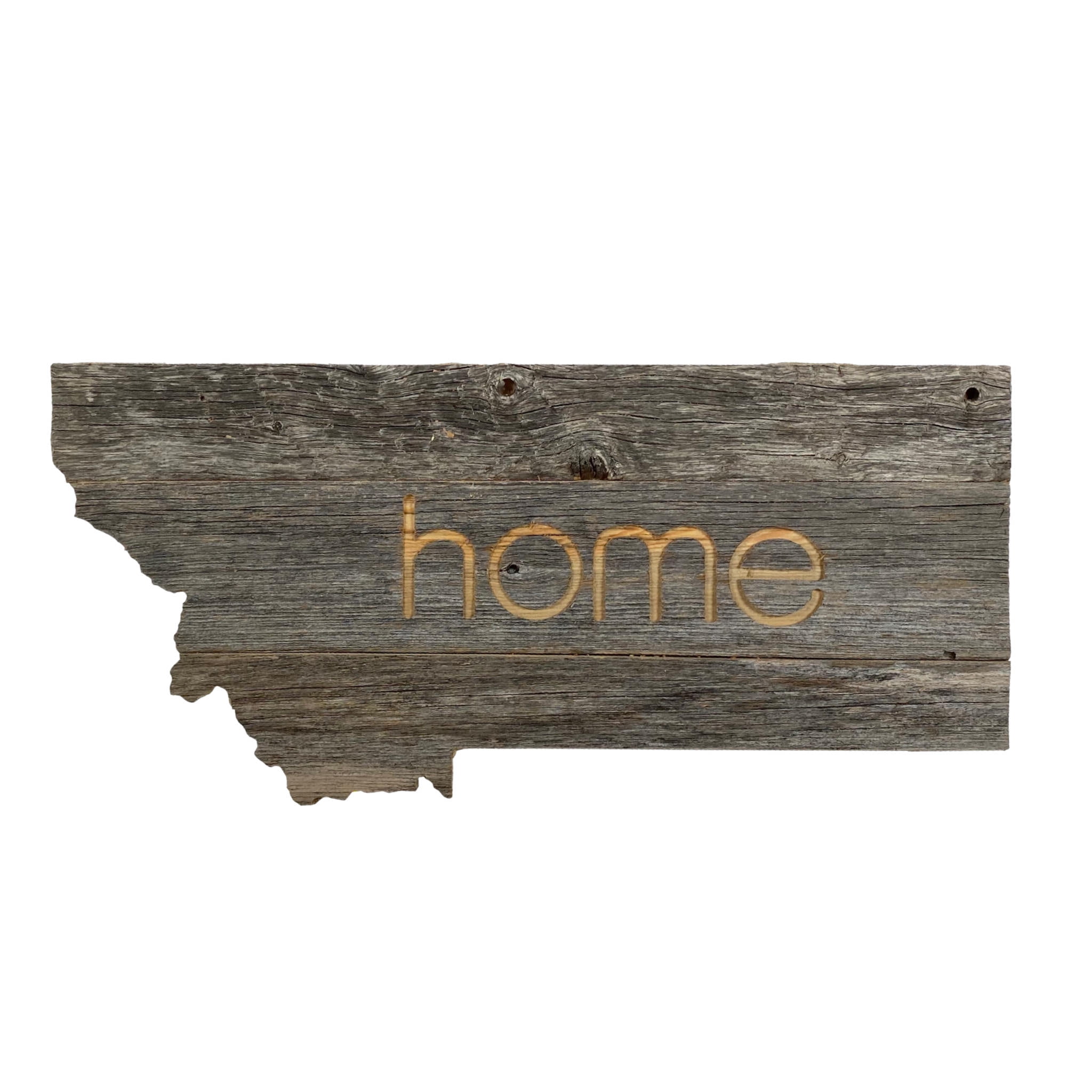 Large Rustic Gray Reclaimed Wood Montana Wall Sign