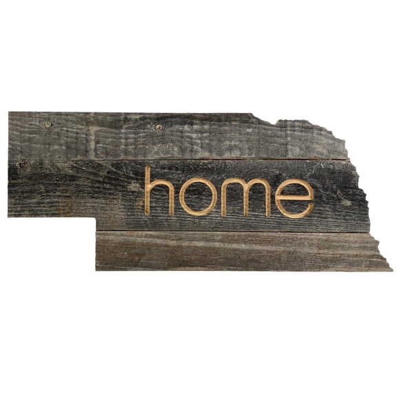 BARNWOODUSA Nebraska Rustic Farmhouse Wood State Sign Wall Home Décor NE Themed Gift for Newlyweds, Natural Weathered Gray Reclaimed and Recycled