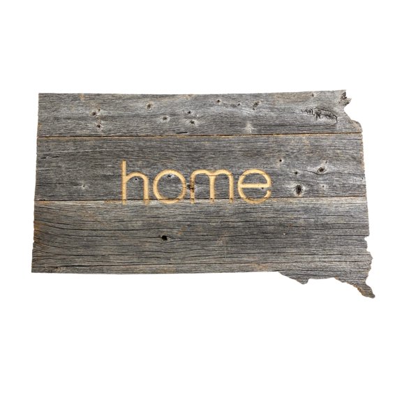 BARNWOODUSA South Dakota Rustic Farmhouse Wood State Sign Wall Home Décor SD Themed Gift for Newlyweds, Natural Weathered Gray Reclaimed and