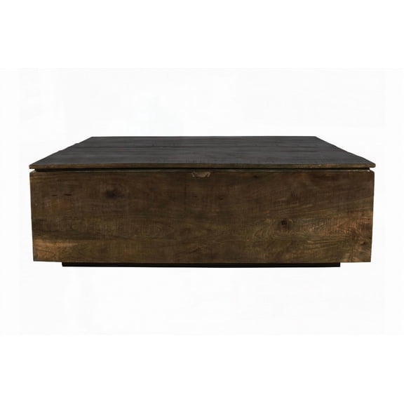 Large Rustic Mango Wood Coffee Table with Premium Hydraulic Hinges