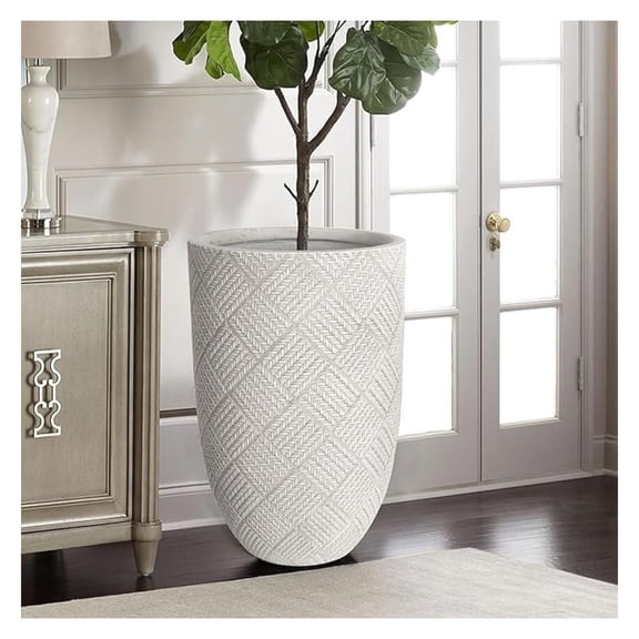 Large Rustic Planters for Indoor Plants, 17" Tall Decorative Planter Pot with Drainage Hole, Modern Floor Vase for Home Decor, Living Room, Entryway