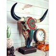 thumbnail image 1 of Large Rustic Western Bull Cow Skull With Turquoise Red Rocks Desktop Figurine, 1 of 5