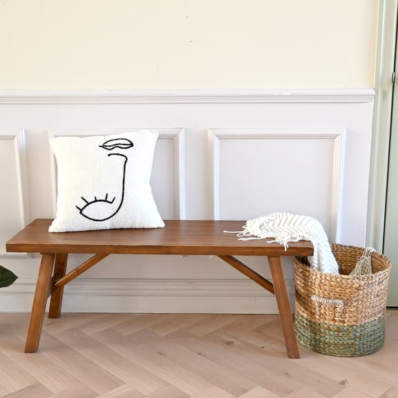 Large Rustic Wood Bench, 43" Long Entryway Console Table