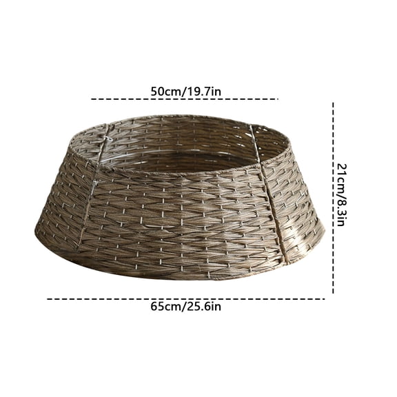 Large Rustic Woven Wicker Christmas Tree Collar, Natural Rattan Tree Base Ring Skirt for Artificial Holiday Decoration, Stable & Decorative Stand Cover