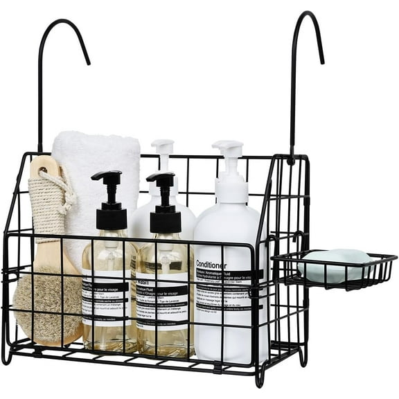 Large Rustproof Shower Caddy Hanging, 304 Stainless Steel Hanging Shower Organizer Basket for Bathroom & Bathtub, Over the Rod Shower Rack for Shampoo, Conditioner, Soap & Bath Accessories