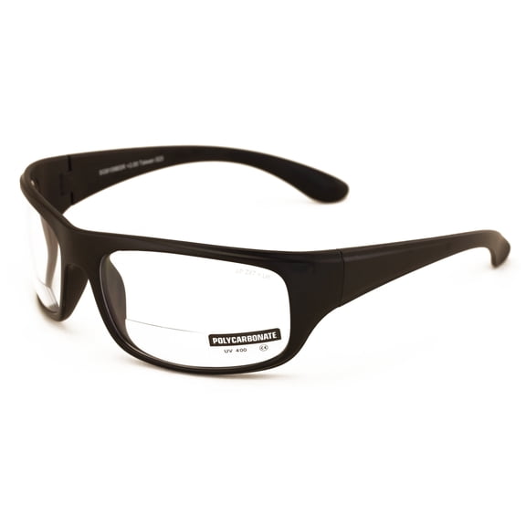 Large Bifocal Sport Sunglasses - High Performance Protective Safety Glasses - Sun Reader Ansi Z87.1 Certified +1.75