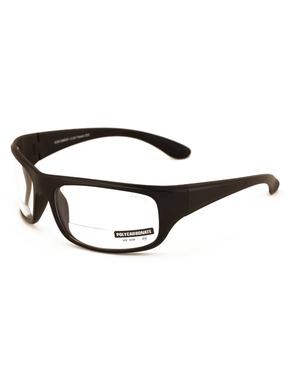 Large Bifocal Sport Sunglasses - High Performance Protective Safety Glasses - Sun Reader Ansi Z87.1 Certified +1.75