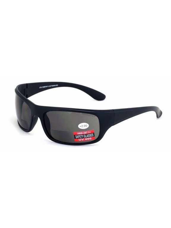 Large Bifocal Sport Sunglasses - High Performance Protective Safety Glasses - Sun Reader Ansi Z87.1 Certified +2.75