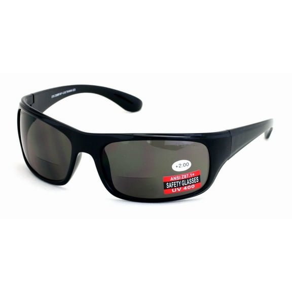 Large Bifocal Sport Sunglasses - High Performance Protective Safety Glasses - Sun Reader Ansi Z87.1 Certified