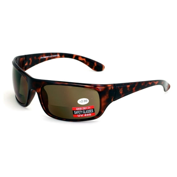 Large Bifocal Sport Sunglasses - High Performance Protective Safety Glasses - Sun Reader Ansi Z87.1 Certified