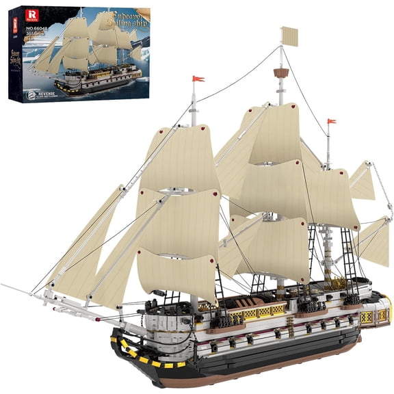 Large Sailing Ship Model Building Blocks Kit, Sailing Boat Model Construction Set, Pirate Ship & Historical Collectible Toy, Home Decor Birthday Gifts for Adult Collectors Enthusiasts 3555PCS