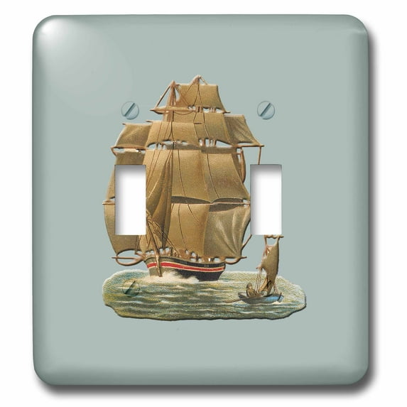 3dRose, Large Sailing Ship and a small Sailboat With Sails Raised, double toggle switch
