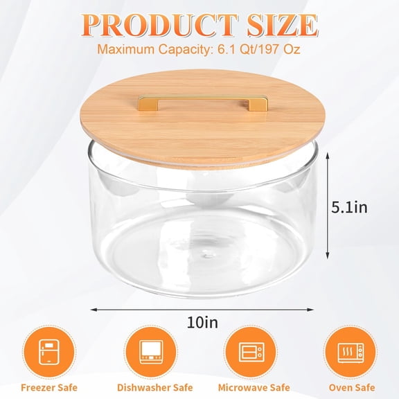 Large Salad Bowl, 10 inch Trifle Bowl Glass with Sealed Lid, Versatile Mixing and Serving Bowl for Laying Ice Cream, Cake, Salad, Fruit, Baking, Dessert and Party Diy, Microwave Safe