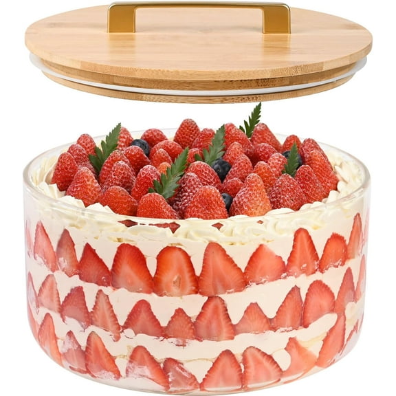 Large Salad Bowl, 10 inch Trifle Bowl with Sealed Lid, Versatile Mixing and Serving Bowl for Laying Ice Cream, Cake, Salad, Fruit, Baking, Dessert and Party Diy, Microwave Safe