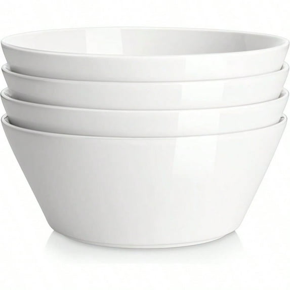 Large Salad Soup Bowls Set Of 4 60 OZ Porcelain White Bowls For Ramen Pasta Pho Microwave Dishwasher
