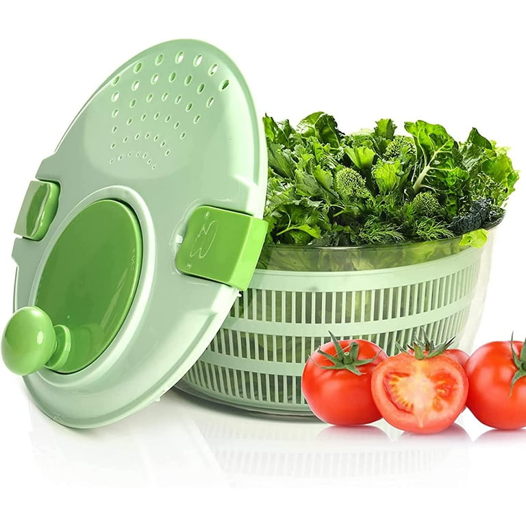 Cook with Color Salad Spinner - Lettuce and Produce Dryer with Bowl, Colander and Built in Draining System, Green