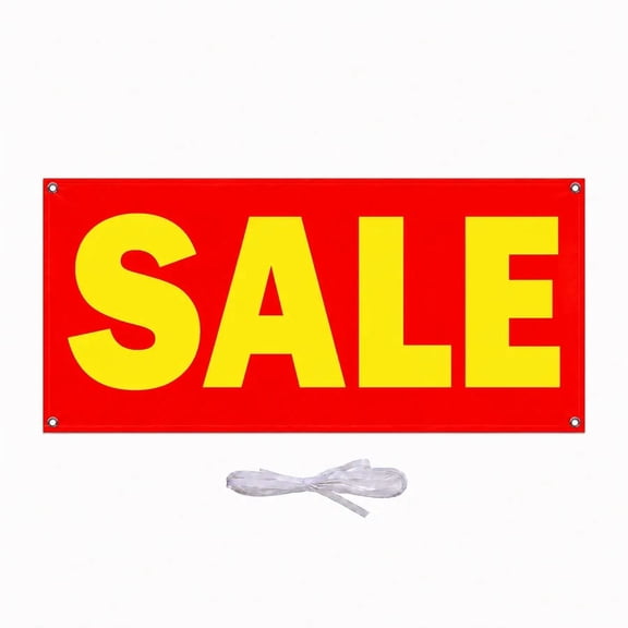 Large Sale Banner, 8040 Inch Durable Red and Yellow Sale Sign with Rope | Polyester | Heavy-Duty Vinyl Single-Sided with Metal Grommets Reusable Retail Sale Banner for Store, Clearance Events