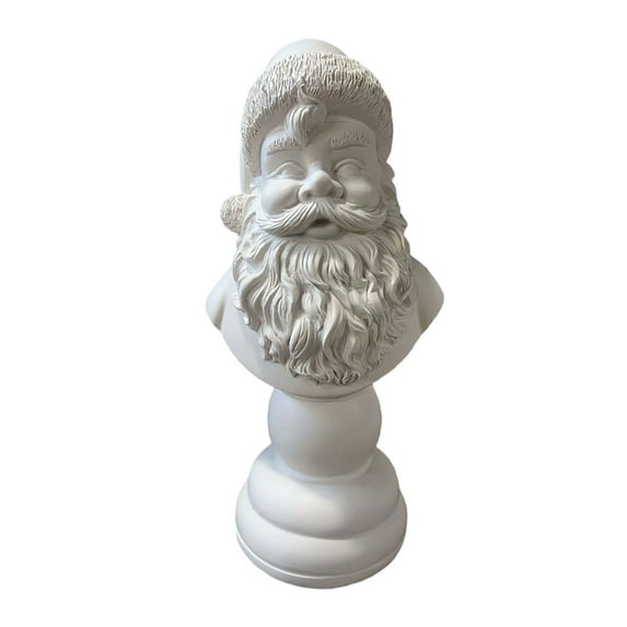 White Santa Bust Christmas Decoration, Classic Santa Claus Figurine, 10.8 Inch Resin Tabletop Sculpture for Holiday Home, Party, Wedding, Gift, Navidad Decor