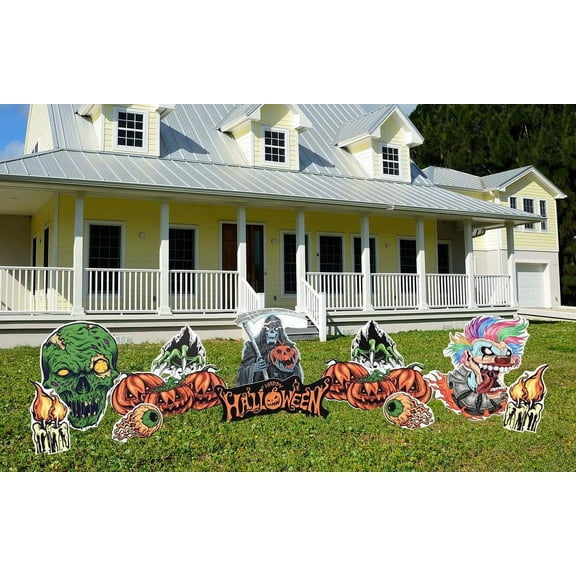 Large Scary Halloween Yard Card Set