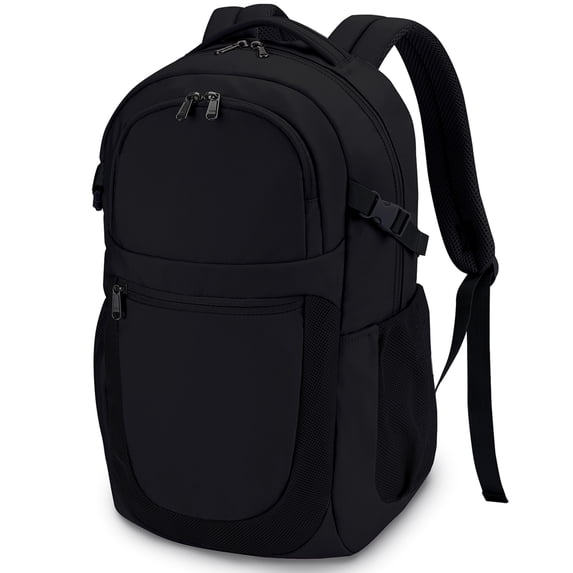 Large School Backpack for College, Travel Backpack for Women for 17.3" Laptop with 12 Pockets for Work Business, Student Teen Bookbag, 28L, Black