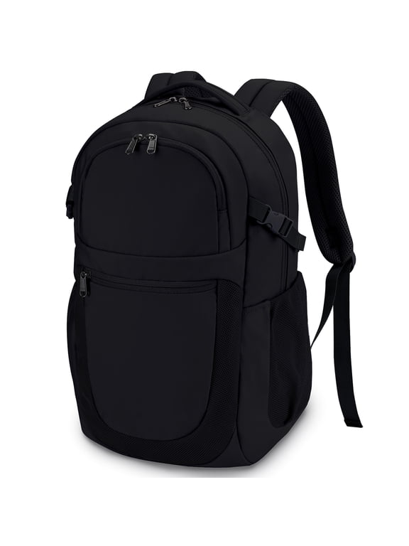 Large Backpack for College, Travel Backpack for Women for 17.3" Laptop with 12 Pockets for Work Business, Lightweight Bookbag, 28L, Black