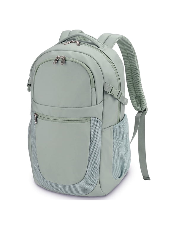 Large Backpack for College, Travel Backpack for Women for 17.3" Laptop with 12 Pockets for Work Business, Lightweight Bookbag, 28L, Green