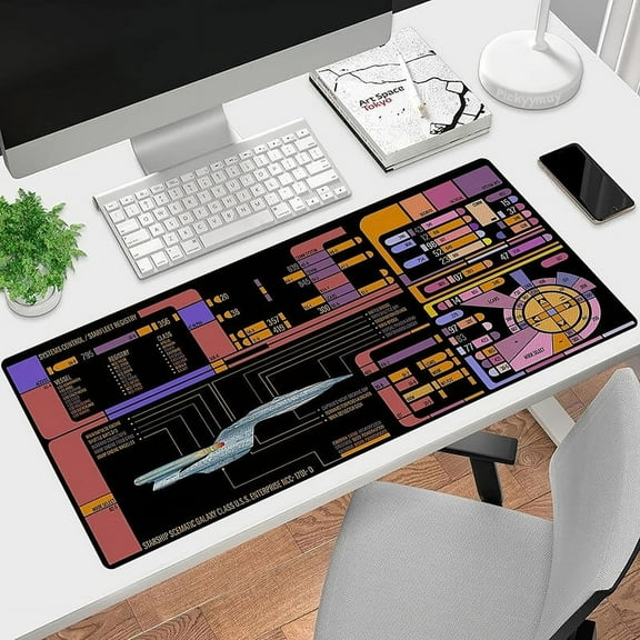 [Large Sci-fi Control Console Mousepad] 1pc Trekker Sci-fi Control Console Large Mouse Pad - Deskpad Mat with Stitched Edges, 31.5x11.8 inch , Non-Slip Waterproof Rubber Base Mouse Pad