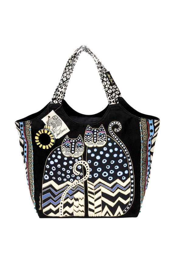 Large Scoop Tote Zipper Top 19X8.5X12.5-Spotted Cats