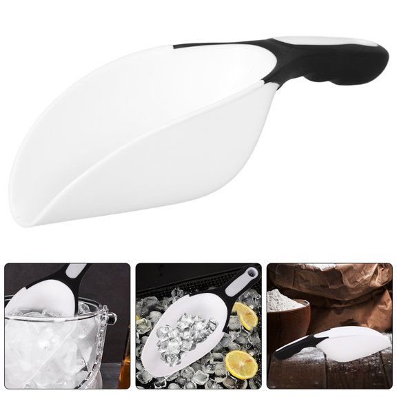 OUNONA White Plastic Ice Scoop for Kitchen Use Perfect for Rice Nuts Beans Flour or Crushed Ice 1pc
