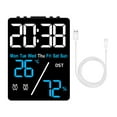thumbnail image 1 of Large Screen Digital Alarm Clock Brightness Adjustment Humidity Temperature Display Desktop Clock,Blue, 1 of 8