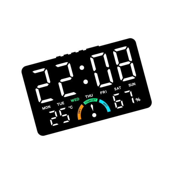 Large Screen Digital Clock Temperature Humidities Sensors Comfort Display Quiet Movement Wall Or Table Placement